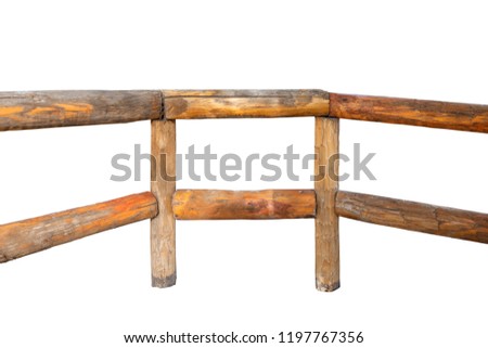 Railings with logs isolated on white background