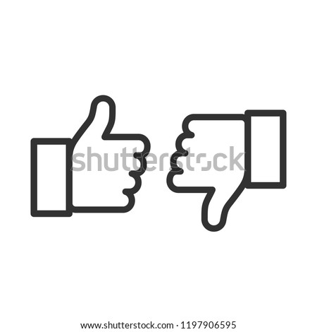 Thumbs up and thumbs down. Flat style - stock vector. Royalty-Free Stock Photo #1197906595