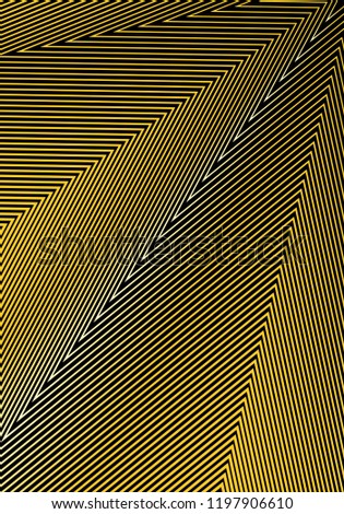 Minimal cover design template. Modern brochure layout. Gold vibrant halftone gradients on black background. Dazzling trendy abstract cover design.