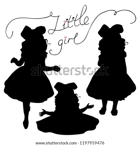 black silhouette of little girls on a light background