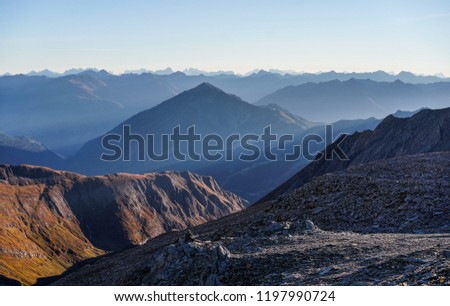 Evening view from Grossglockner, highest mountain in Austria.