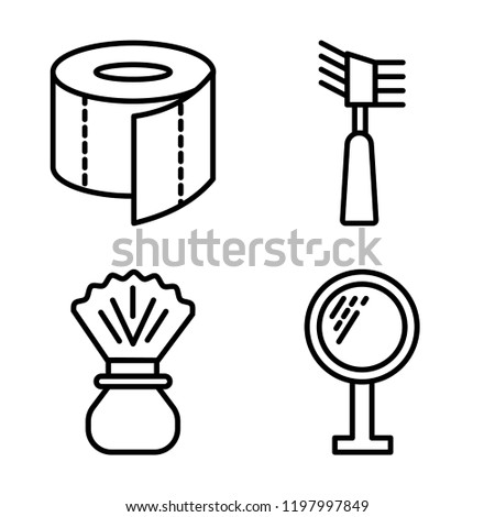 Set of 4 simple vector icons such as Toilet paper, Mascara, Shaving, Mirror, editable pack for web and mobile