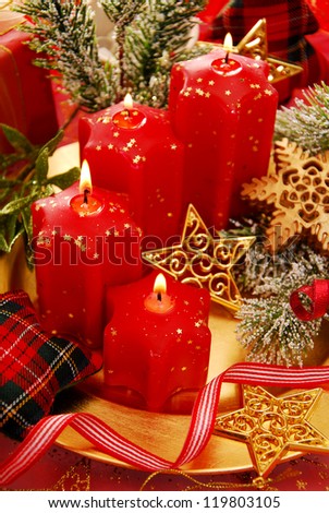 christmas decoration with red candles in star shape