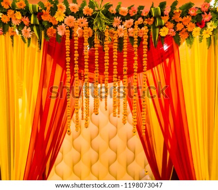 indian wedding decoration.indian wedding set, a mandap for hindu wedding celebration.