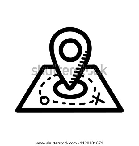 Handdrawn doodle gps icon. Hand drawn black sketch. Sign symbol. Decoration element. White background. Isolated. Flat design. Vector illustration.