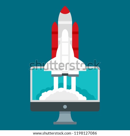 Start up rocket icon. Flat illustration of start up rocket vector icon for web design