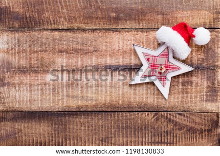 Christmas decor on the old vintage wooden background.