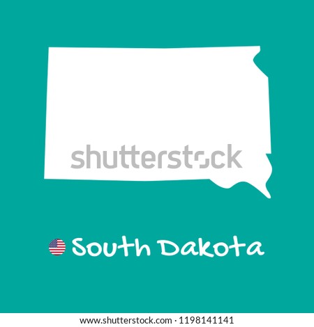 Vector detailed map of South Dakota isolated on blue background. Silhouette or borders of USA state. Vector illustration