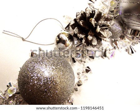 Christmas ornaments close up.