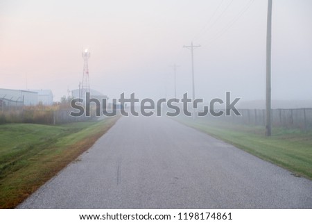 Early morning fog on empty road