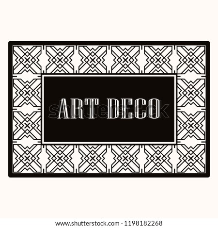 Vintage retro style invitation in Art Deco. Art deco border and frame. Creative template in style of 1920s