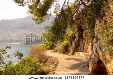 Hiking pathway on the seacoast of Cap Martin