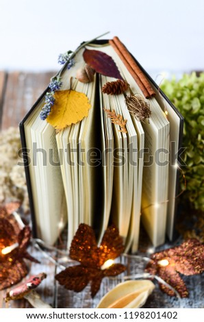 fall forage book with twinkle lights