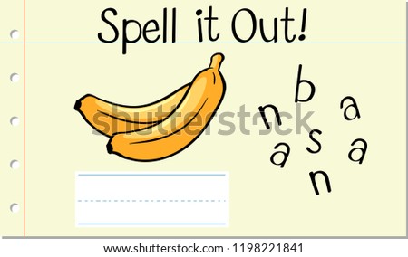 Spell english word banana illustration