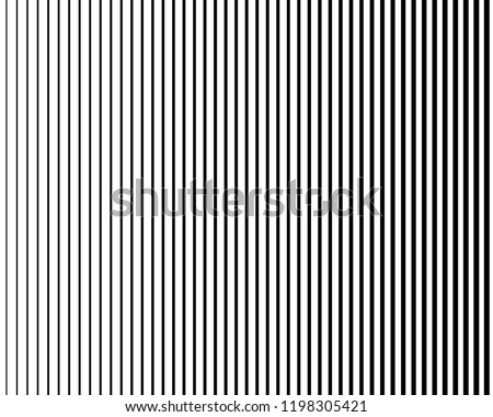 Vertical line variable thickness. Halftone pattern with digital gradient effect. Template for backgrounds and stylized halftone textures. Black vector elements on white background.