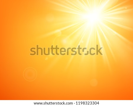 Summer template hot summer sun rays burst with lens flare. EPS 10 Royalty-Free Stock Photo #1198323304