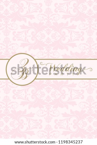 exclusive vintage invitation, damask pattern background