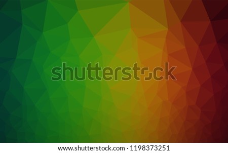 Dark Green, Red vector abstract polygonal layout. Triangular geometric sample with gradient.  A completely new template for your business design.