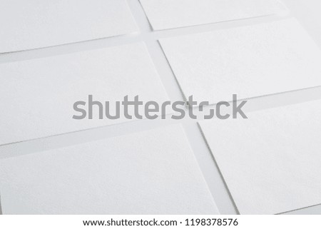 White paper empty sheets cards on white background. Mockup for design