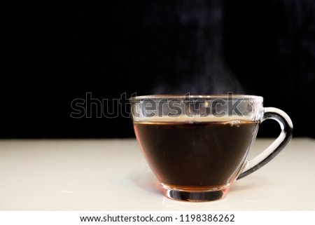 Black coffee is hot aromatic welcome new morning.