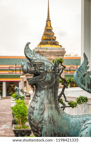 Dragon detail at Wat Phra temple, Bangkok