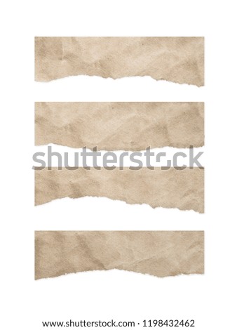 Vintage ripped paper texture on white background with clipping path.