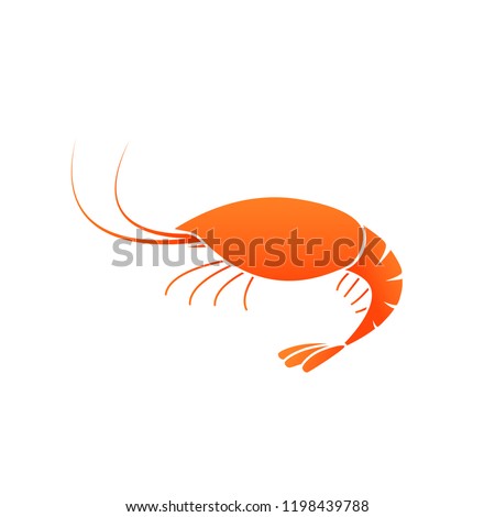 Red shrimp glyph icon. Seafood clipart isolated on white background