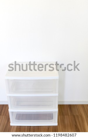 White plastic drawer