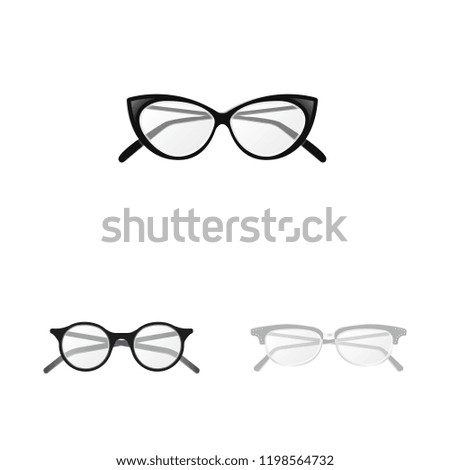 Vector design of glasses and frame icon. Set of glasses and accessory vector icon for stock.