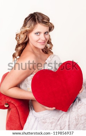 woman with a red heart