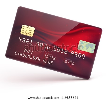 Vector illustration of detailed glossy red credit card isolated on white background Royalty-Free Stock Photo #119858641