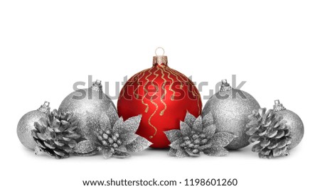Group of christmas balls isolated on white background