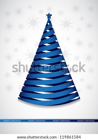 Merry Christmas ribbon paper tree design