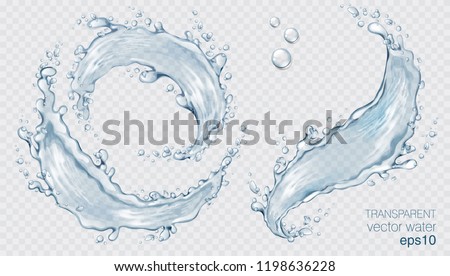 Transparent vector water splash and wave on light background Royalty-Free Stock Photo #1198636228