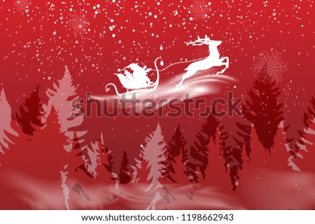 Winter landscape background with falling snow, spruce forest silhouette. Christmas and Happy New Year greeting card background. Vector Illustration. Xmas card
