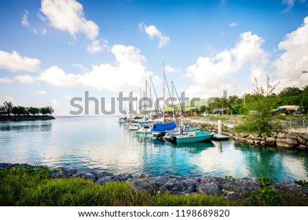 Pacific Northwest A small marina on Rota Island belonging to the Northern Mariana Islands. Royalty-Free Stock Photo #1198689820