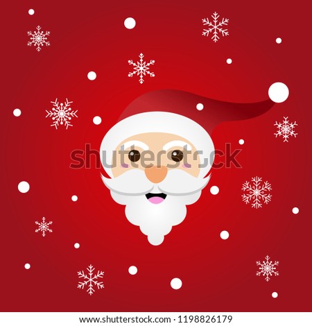 Cartoon Santa Claus with Merry Christmas lettering flat style for Greeting Card and website, Vector illustration.