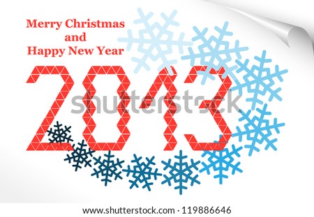 Happy new year card with snowflakes