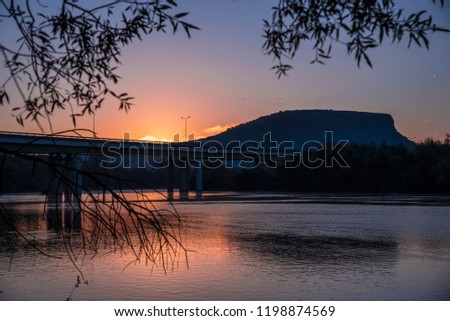 Sunrise on the Mures river, Magura Uroiului, Romania