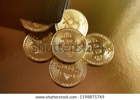 Bitcoin coins spilled out of the wallet