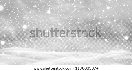 Falling Christmas Shining transparent beautiful, shining snow with snowdrifts isolated on transparent background. Snowflakes, snow background. Heavy snowfall, snowflakes in different shapes and forms. Royalty-Free Stock Photo #1198883374