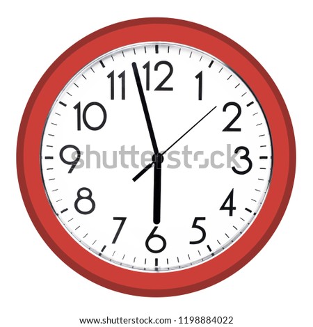 White wall clock. Isolated on white background. High quality photo. Royalty-Free Stock Photo #1198884022
