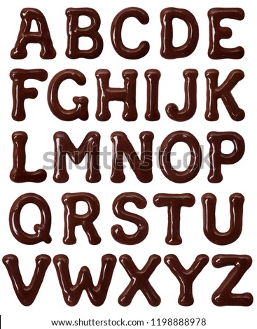 Latin alphabet made of melted chocolate in high resolution (part 1. Letters)