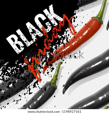 Black friday sale, background with chili pepper, hot discount, vector illustration template for banners, wallpaper, invitation, posters, and so on