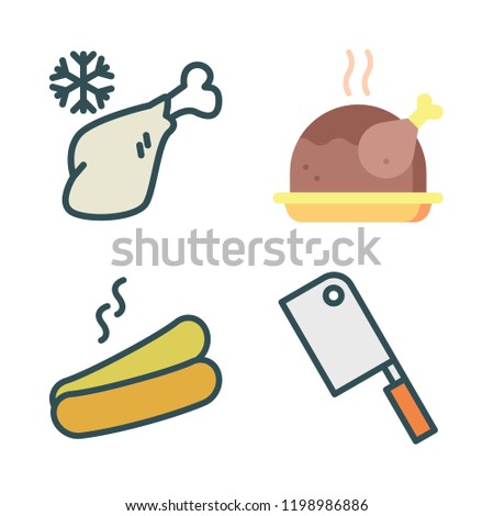 bbq icon set. vector set about chicken, meat, butcher and hot dog icons set.
