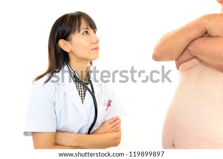 Woman doctor with a medical examination in obese patients