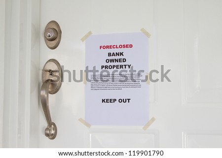 Foreclosed notice on a main door of a house