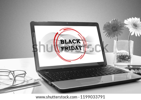 Laptop screen showing black friday concept