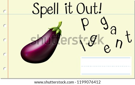 Spell English word eggplant illustration