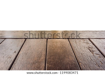 The surface of the wooden table isolated on white.